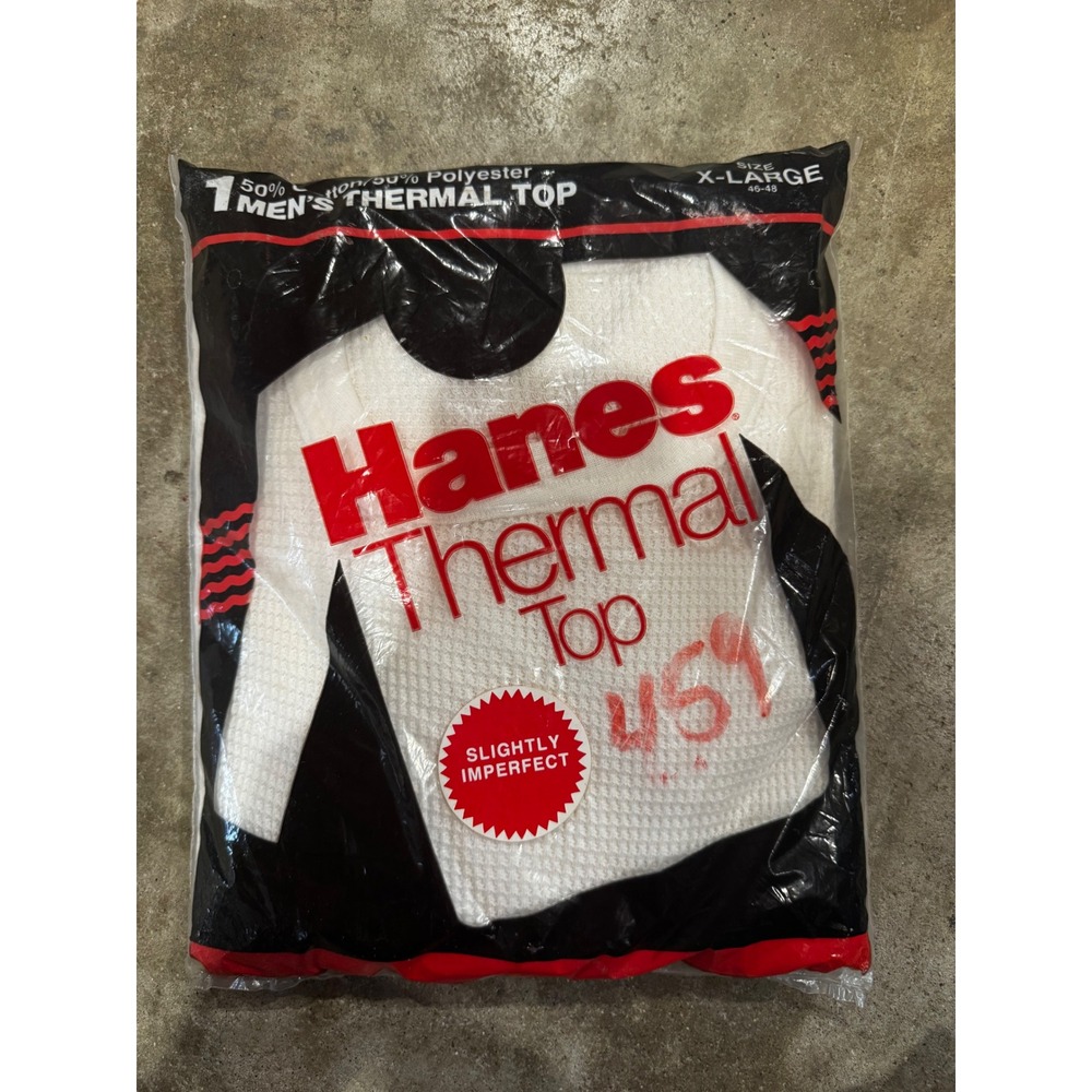 Vintage Hanes Fruit of the Loom Thermal Top A-Shirts Bundle XL White 1997 USA